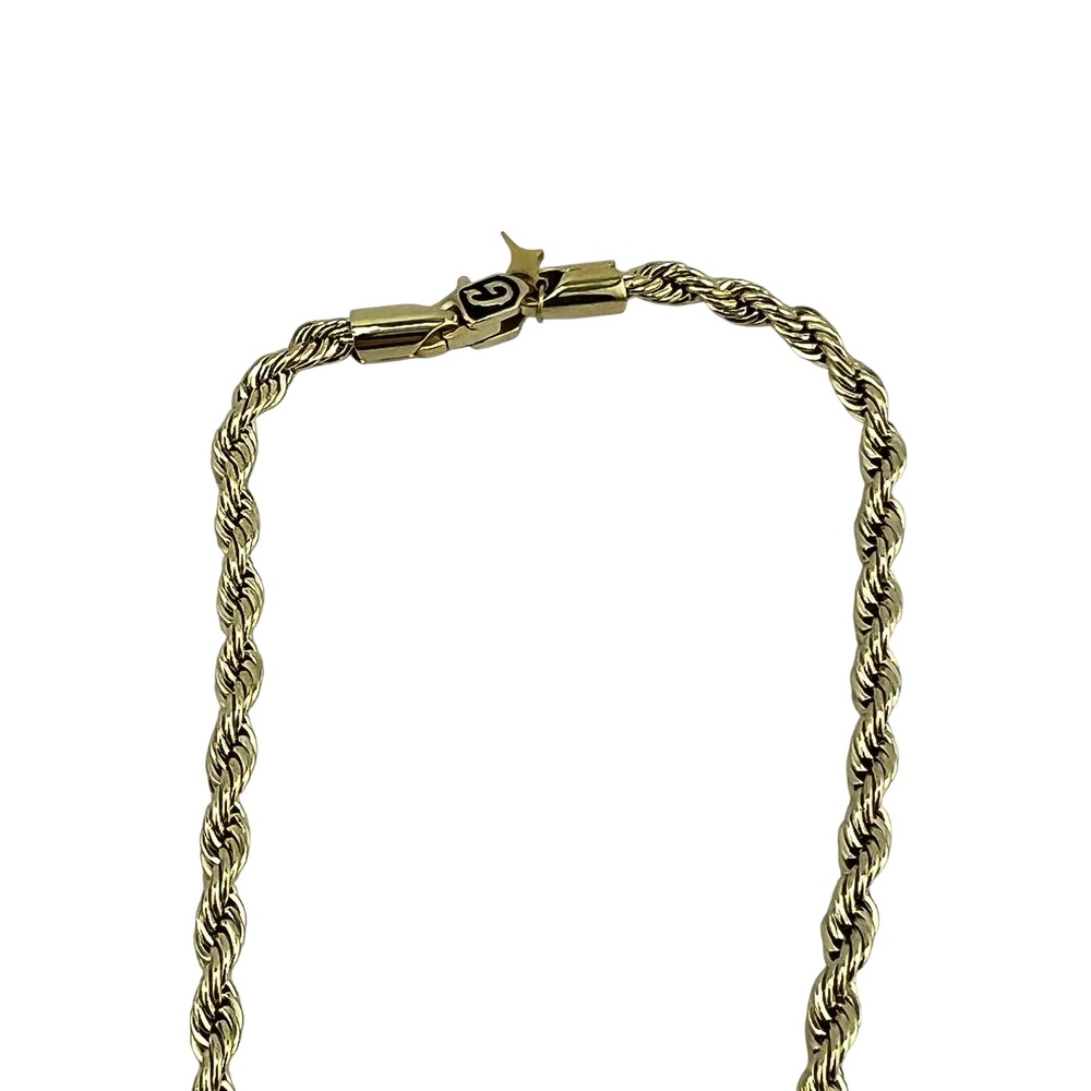 GLD 4MM Rope Chain Necklace 20‎ Inch Gold Tone w/ Chief Coin Pendant Mens - Picture 6 of 7
